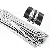 100 Pcs Heavy Duty Widened Metal Zip Ties, L/11.8”, W/0.31” (7.9mm) Stainless Steel Wire Ties, Me...