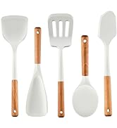 Silicone Cooking Spatulas and Spoons, 5 Pack Heat Resistant Silicone Cooking Utensils Set for Non...