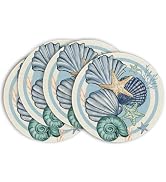 Artoid Mode Sea Shell Starfish Round Summer Placemats Set of 4, 14 Inch Spring Round Table Mats f...