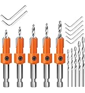 Lytool Countersink Drill Bit Set,5Pcs Counter Sink Drill Bit for Wood,1/4" Hex Shank Tapered Dril...