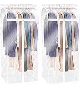 Zilink Dress Bags for Hanging Clothes 60 inch (2 Pack) Clear Garment Rack Cover Hanging Garment B...