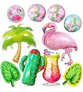 GOER Flamingos Theme Party Foil Balloons Kit,10 Pcs Giant Helium Balloons for Flamingos Western C...