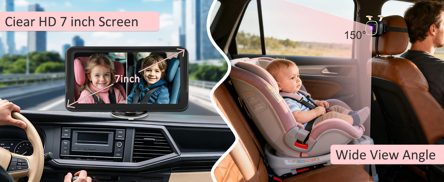 1080P Backseat Camera for Twins Infrared Night Vision - 360° Adjustable USB Easy Setup Ideal for SUV