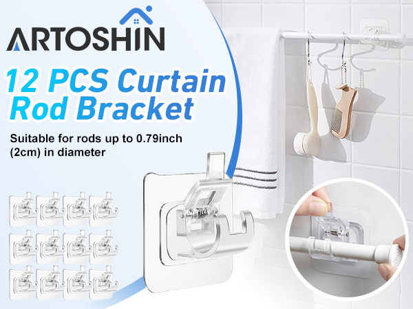 12PCS Curtain Rod Bracket No Drilling