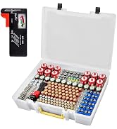 Battery Organizer Storage Holder- Batteries Case Containers Box with Tester Checker BT-168. Garag...