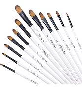 GETHPEN Filbert Paint Brushes Set, 12 PCS Artist Brush for Acrylic Oil Watercolor Gouache Artist ...