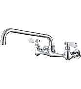 BWE Kitchen Faucet Wall Mount Dual Handles Commercial Sink Faucet with 14 Inch Swivel Spout Kitch...