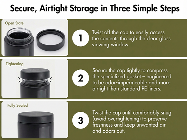 viewing jar, smell proof jar, jar with viewing window, black jar, smell proof container