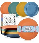 Homienly Flat Dinner Plates Set of 8 Alternative for Plastic Plates Microwave and Dishwasher Safe...