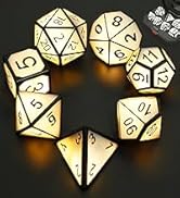 EXCECAR Rechargable DND Dice Set, 7PCS Light Up Dice, Glowing LED Dice Electronic Dices, D&D Poly...