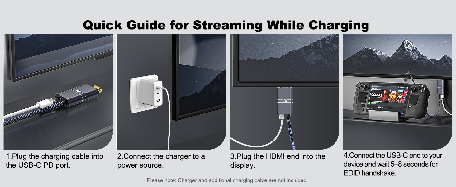 USB C to HDMI Cable Adapter with 240W PD Fast Charging Port,8K@60HZ,4K@120Hz,Thunderbolt 5/4/3