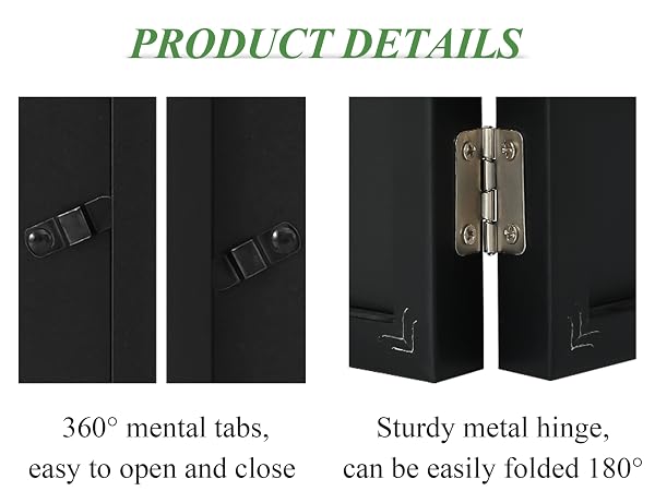 double picture frame with sturdy mental tabs and hinges