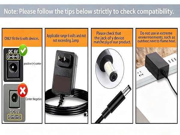 DC 6Volt Power Adapter Charger DC in 6V Power Cord