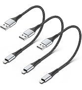 6 inch Short iPhone Charging Cable, 3Pack 0.5ft USB to Lightning Cable Braided iPhone Charger Sho...