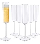 Ciaell 24 Pack Plastic Champagne Flutes - Clear 6 Oz Disposable Champagne Glasses - Square Plasti...