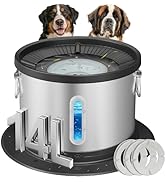 UPSKY 14L No Spill Dog Water Bowl, Stainless Steel Spill Proof Dog Bowl with Water Window, Dual-S...