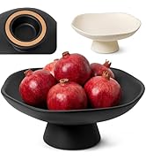EDELHAUS Modern Concrete Fruit Bowl for Kitchen Counter – Decorative Pedestal Bowl, 11.2” Wide Mi...