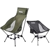 Wildhiker 1 Camping Chairs with Dual Sitting Modes and High Back and 1 Compact Folding Portable C...