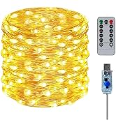 Twinkle Fairy Lights 8 Modes with Remote and Timer 33ft 100LED USB Plug in String Lights Waterpro...