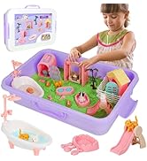 Vextronic Pet Sensory Bin for Toddlers, Dog & Cat Sandbox with Lid, Play Sand Kit with 2.2lbs Sen...