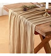 Cheesecloth Table Runner Champagne, Boho Rustic Cheesecloth Gauze, 35x120 Inches Champagne Cheese...
