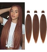 WacanDan 30# Brown Braiding Hair Pre stretched 16 Inch 3 Packs, Professional Soft Yaki Texture Lo...