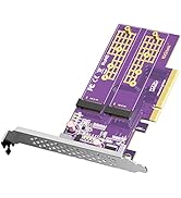 10Gtek 2-Port M.2 NVMe Adapter M-Key, PCIe X8 Gen3. Requires Motherboard BIOS Support for Bifurca...