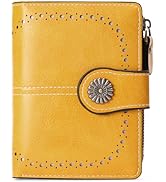 RNIEGA Womens Leather Wallet Small Bifold Zipper Pocket Credit Card Wallet with ID Windows