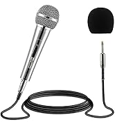 Moukey Dynamic Microphone, Karaoke Microphone with 16.4 ft XLR Cable & Foam Cover, Metal Handheld...