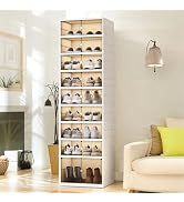 9 Tiers 18 Pairs Foldable Shoe Rack, Large Shoe Storage with Magnetic Clear Door, Easy Assembly a...