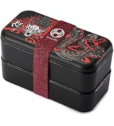 Hagary Dragon Bento Box 2 Tier Japanese Lunch Box with Spoon and Fork Stackable Leak-Proof with M...
