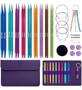 Yarniss 9 Pairs Square Knitting Needles Set US 2.5~11, Interchangeable Circular Knitting Needles ...