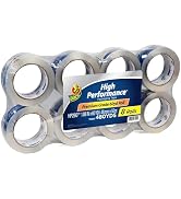 Duck High Performance Clear Packing Tape Refills - 8 Rolls of HP260 Strong Packaging Tape for Shi...