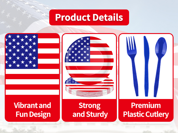 USA Flag Disposable Tableware Set