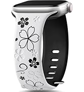 SNBLK Floral Engraved Band Compatible with Apple Watch Bands for Women 40mm 41mm 42mm 38mm 44mm 4...
