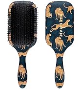Denman Tangle Tamer Ultra (Leopard) Detangling Paddle Brush For Curly Hair And Black Natural Hair...