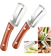 Multifunctional Vegetable Peeler for Kitchen,3 in 1 Stainless Steel Peeler with Wooden Handle and...