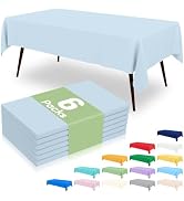 misaya 6 Packs Disposable Plastic Table Cloth, 54 x 108 Inch Waterproof Rectangle Tablecloth, Lea...