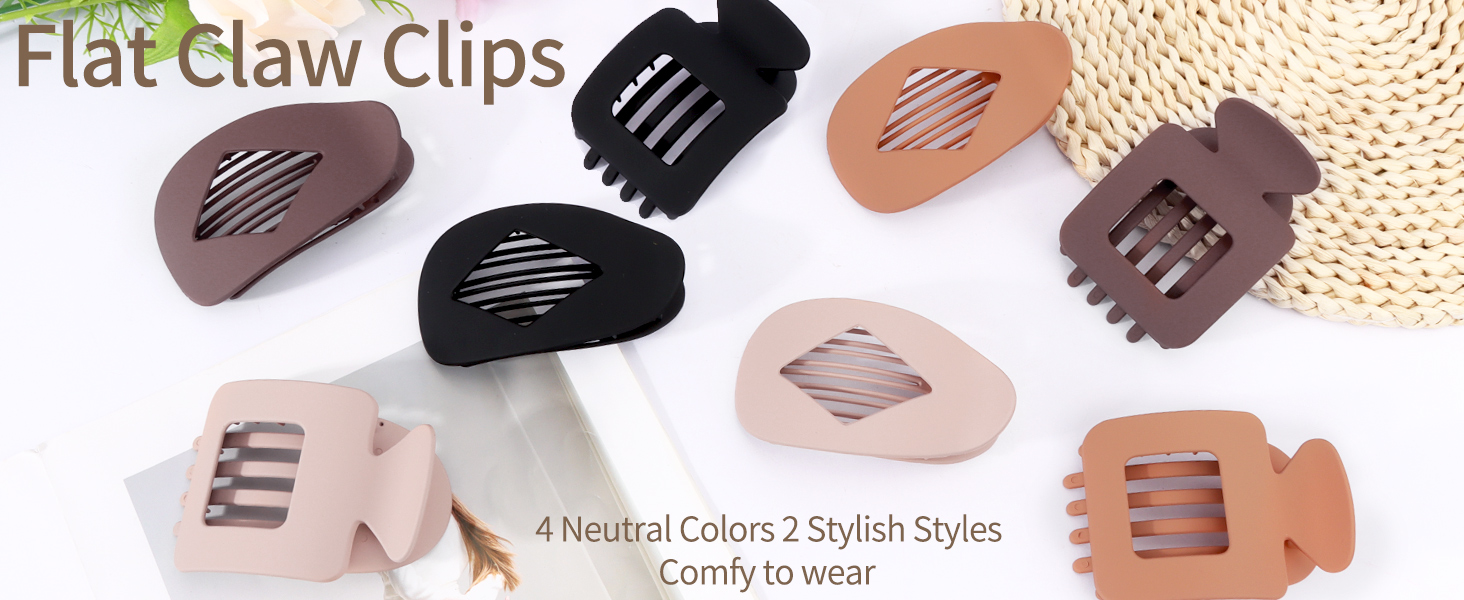 8pcs flat claw clips, 2styles