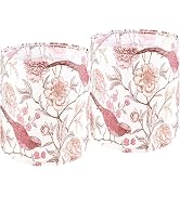 GO&SO Tall Drum Lamp Shade, Birds and Flowers Printed Lamp Shades Set of 2 Lamp Shades for Table ...