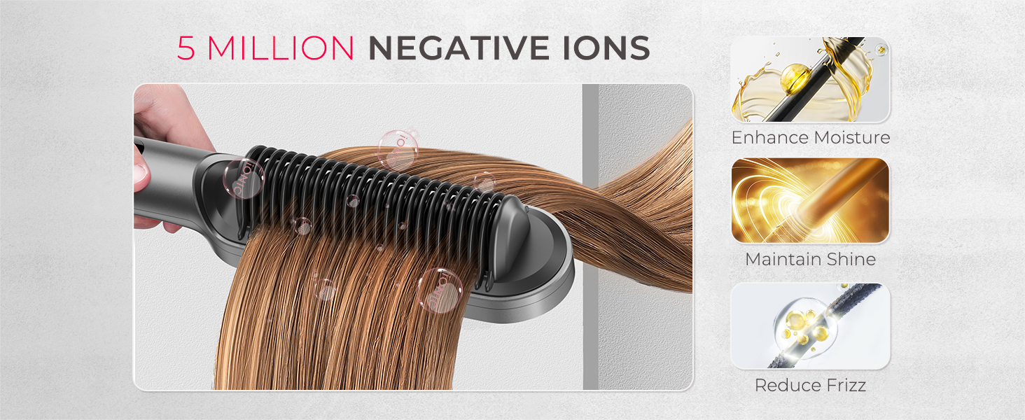 TYMO straightener comb with 5 million negative ions anti-frizz moisturizing hair care