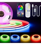 PAUTIX 5V USB COB RGB LED Strip Light 4.92ft/1.5m Color Changing Light Strips,TV Backlight Multic...