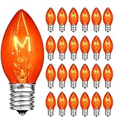 PASUTO 25 Pack Orange Light Bulb C7 Replacement Bulbs, Perfect as Halloween String Light Bulbs Re...