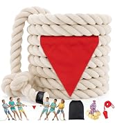 HOKINETY Tug of War Rope for Kids & Adults - 20ft Soft Cotton Outdoor Pulling Rope with Flag for ...