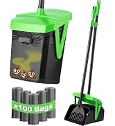 FUSBUNTY Dog Pooper Scooper, Swivel Bin & Rake Set with 100 Waste Bags | Bag Attachment & Lid for...