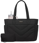 LOVEVOOK Tote Bag for Women, Puffer Work Travel Handbag with Zipper for Teacher Nurse, Quilted Cu...
