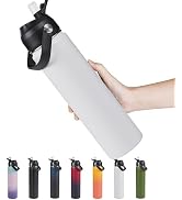 Fijinhom 24oz Insulated Stainless Steel Water Bottle, Wide Mouth Double Wall Vacuum, Silicone Str...