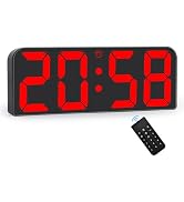 SZELAM Digital Wall Clock, 9.6” LED Large Digital Alarm Clock with Remote Control, 3 Inch Font, 3...