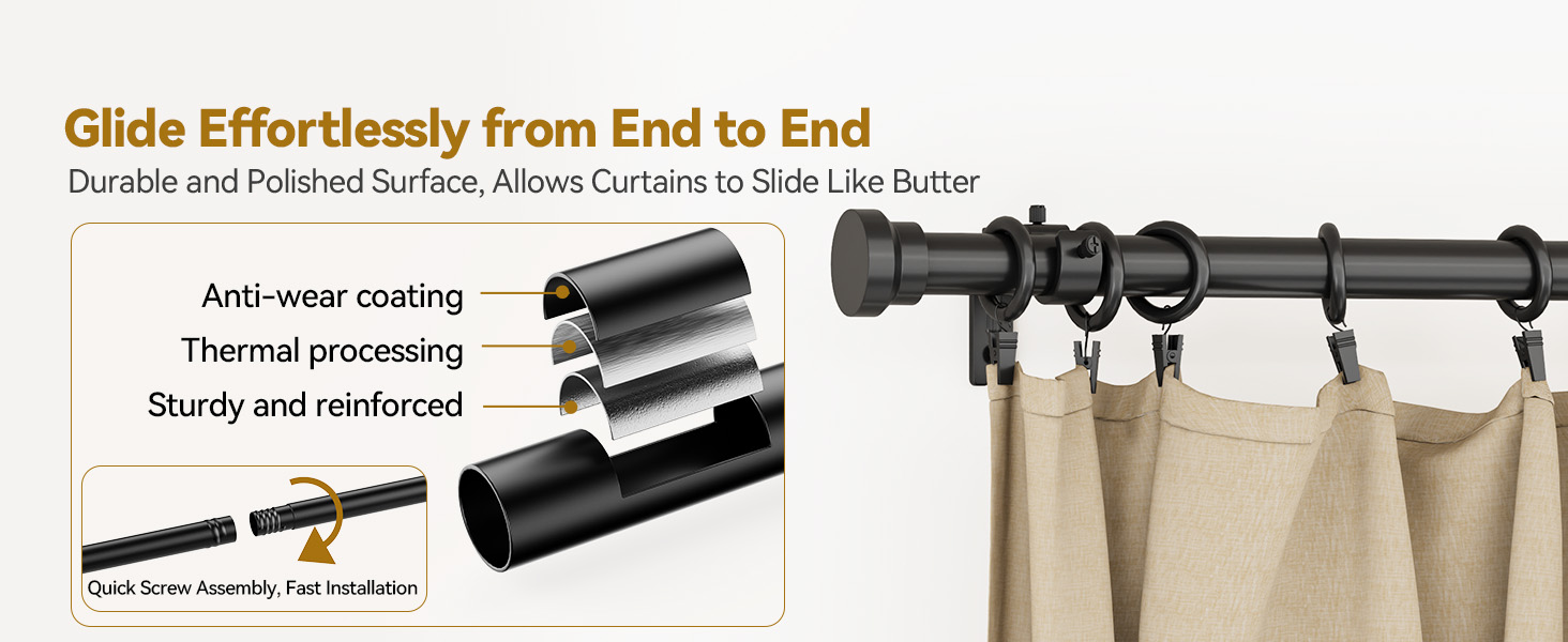 yafex heavy duty curtain rods for living room and bedroom windows