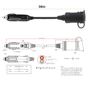 12V Cigarette Lighter Extension Cord 3FT